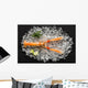 Fresh scampi shrimp on ice on a black stone table top view Wall Decal