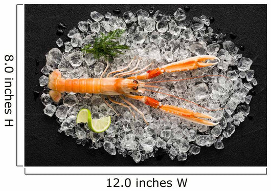 Fresh scampi shrimp on ice on a black stone table top view Wall Decal