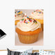 Three vanilla cupcakes with buttercream and sprinkles Wall Decal