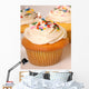 Three vanilla cupcakes with buttercream and sprinkles Wall Decal