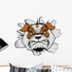 Bulldog Head Crashing through Wall Decal