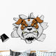 Bulldog Head Crashing through Wall Decal