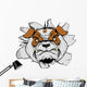 Bulldog Head Crashing through Wall Decal