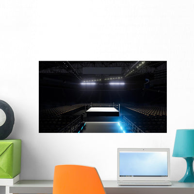 Stadium Wrestling Ring Wall Decal shown on a wall
