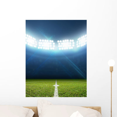 Stadium And Soccer Pitch Wall Decal shown on a wall
