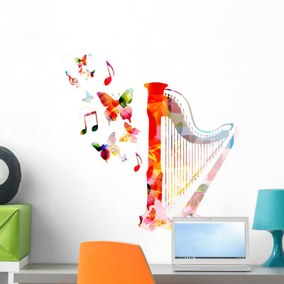 Colorful Music Background. Vector Wall Decal shown on a wall