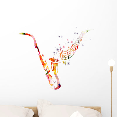 Abstract Music Background Wall Decal shown on a wall