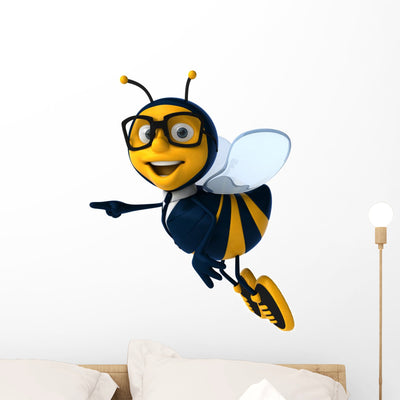 Fun Bee Wall Decal shown on a wall