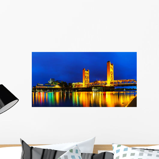 Panorama of Golden Gates drawbridge in Sacramento Wall Decal