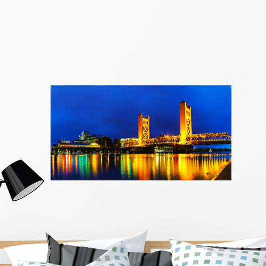Panorama of Golden Gates drawbridge in Sacramento Wall Decal