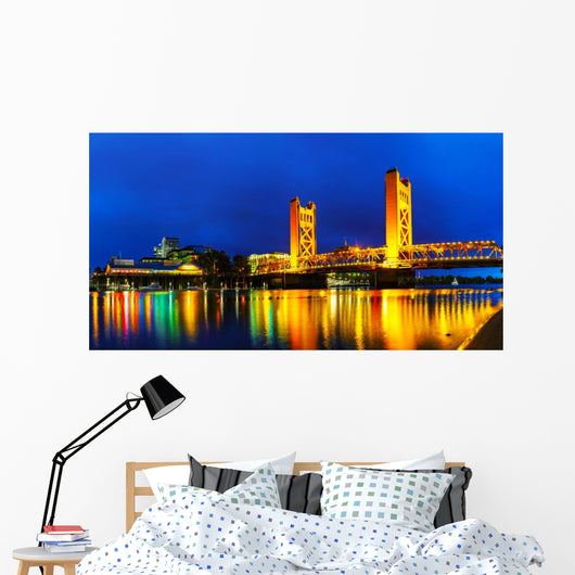 Panorama of Golden Gates drawbridge in Sacramento Wall Decal