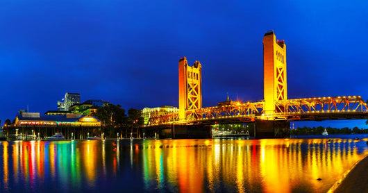 Panorama of Golden Gates drawbridge in Sacramento Wall Decal