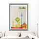 Travel Australia landmarks skyline vintage poster Wall Decal