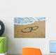 Two hearts drawn on the beach Wall Decal