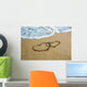 Two hearts drawn on the beach Wall Decal