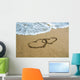 Two hearts drawn on the beach Wall Decal
