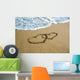 Two hearts drawn on the beach Wall Decal