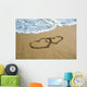 Two hearts drawn on the beach Wall Decal