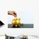 Putting coin into piggy bank Wall Decal