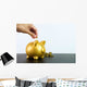 Putting coin into piggy bank Wall Decal
