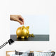 Putting coin into piggy bank Wall Decal
