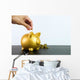 Putting coin into piggy bank Wall Decal