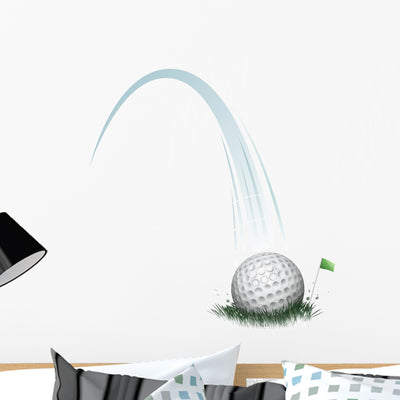 Golf Ball Action Wall Decal shown on a wall