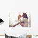 Girl playing with cat Wall Decal