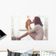 Girl playing with cat Wall Decal