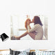 Girl playing with cat Wall Decal