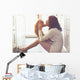 Girl playing with cat Wall Decal