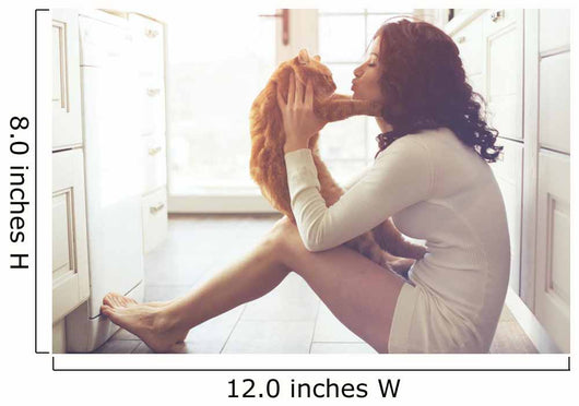 Girl playing with cat Wall Decal