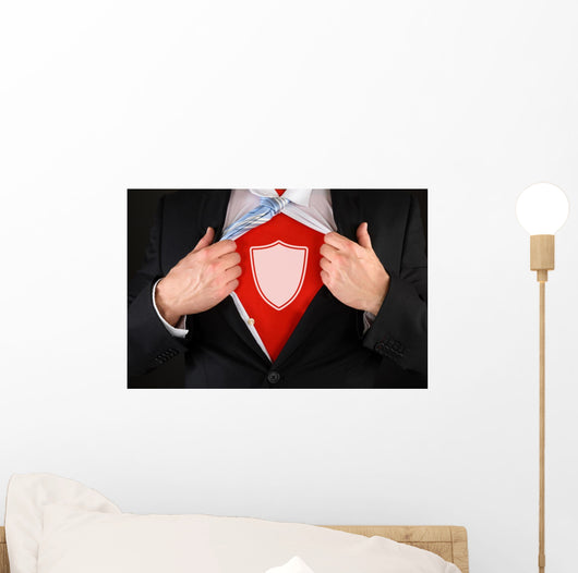 Businessman Showing A Shield Symbol Wall Decal