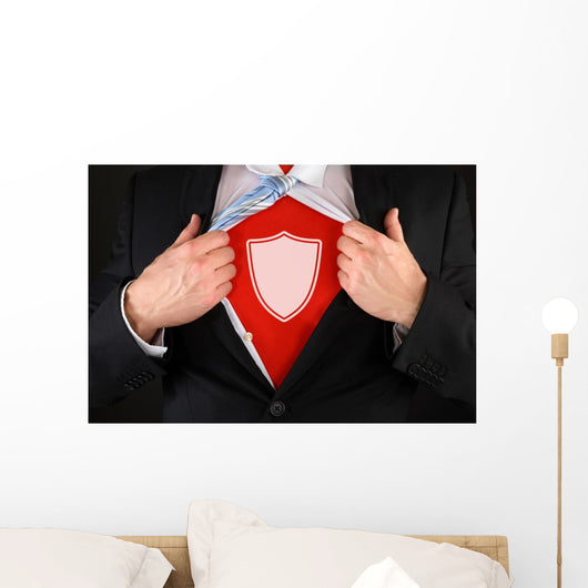 Businessman Showing A Shield Symbol Wall Decal