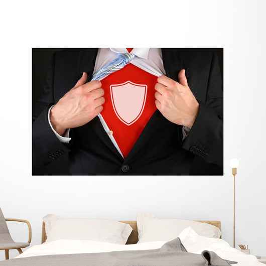 Businessman Showing A Shield Symbol Wall Decal