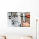 Male Plumber Fixing Sink In Bathroom Wall Decal