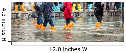Close Up of legs with boots due to the high water in Venice. Wall Decal