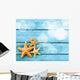 Beach. Starfish on blue wooden deck. Wall Decal