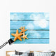 Beach. Starfish on blue wooden deck. Wall Decal