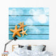 Beach. Starfish on blue wooden deck. Wall Decal