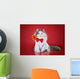 Cat In A Shirt And Tie With A Flower On A Red Background Isolate Wall Decal