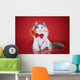 cat in a shirt and tie with a flower on a red background isolate Wall Decal