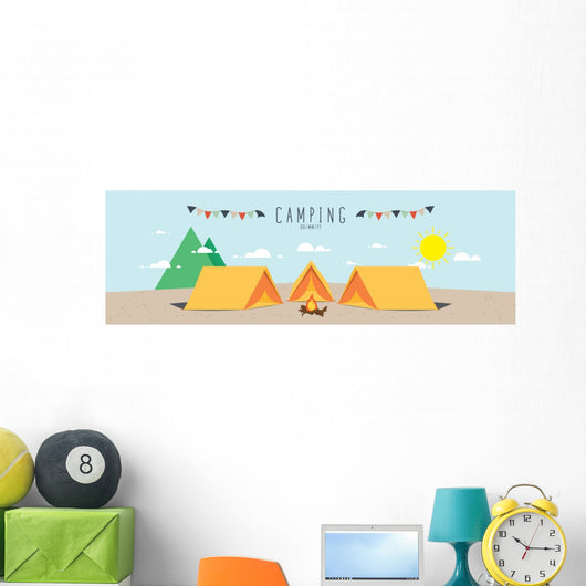 illustration vector of a campsite. (Day) Wall Decal