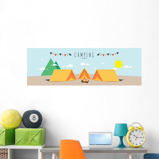 illustration vector of a campsite. (Day) Wall Decal