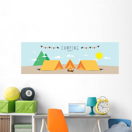 illustration vector of a campsite. (Day) Wall Decal