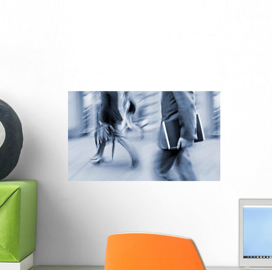 motion blurred business people walking on the street Wall Decal