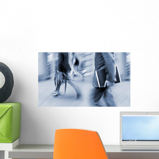 motion blurred business people walking on the street Wall Decal