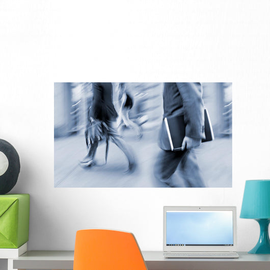 motion blurred business people walking on the street Wall Decal
