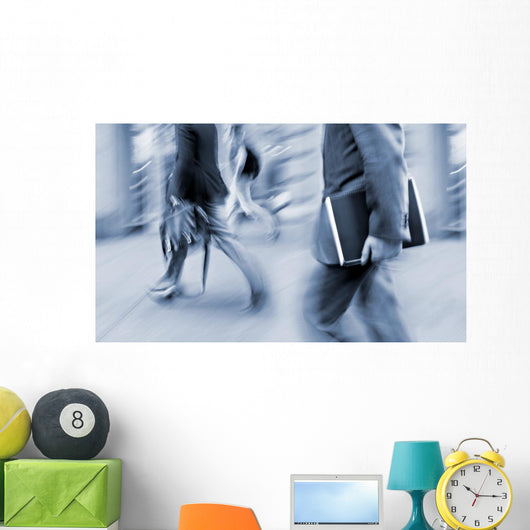 motion blurred business people walking on the street Wall Decal