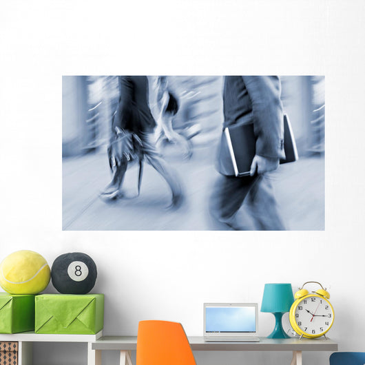 motion blurred business people walking on the street Wall Decal